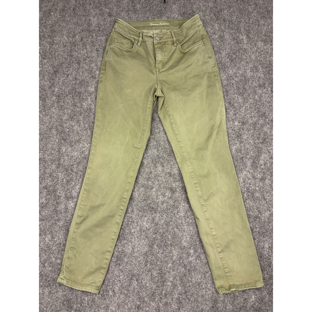Tommy Bahama Boracay Beach High Rise Ankle Pants Women Olive Green 0x26 Slim Leg